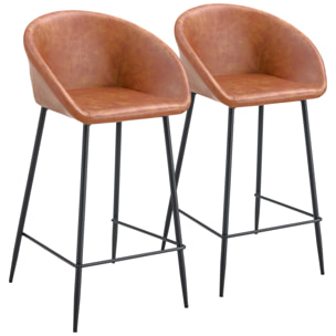 Lot de 2 tabourets de bar en simili cognac ACHILLE