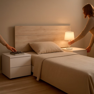 Set Camera Da Letto Con Testiera Matrimoniale Da 176 Cm E 2 Comodini Con Cassetti Testata Letto Arredo Per Letti 135 150 160 Cm Rovere E Bianco