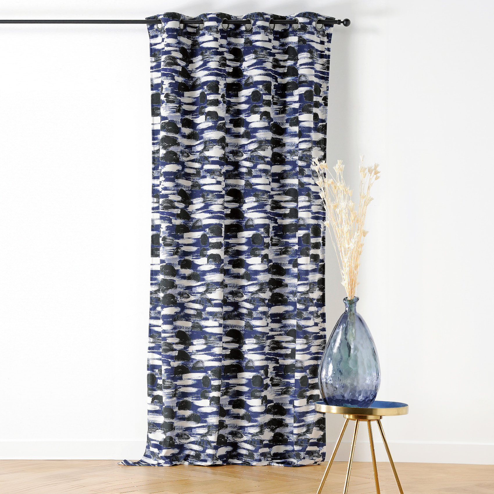 Rideau à Oeillets Paysage Abstrait - Bleu Roi