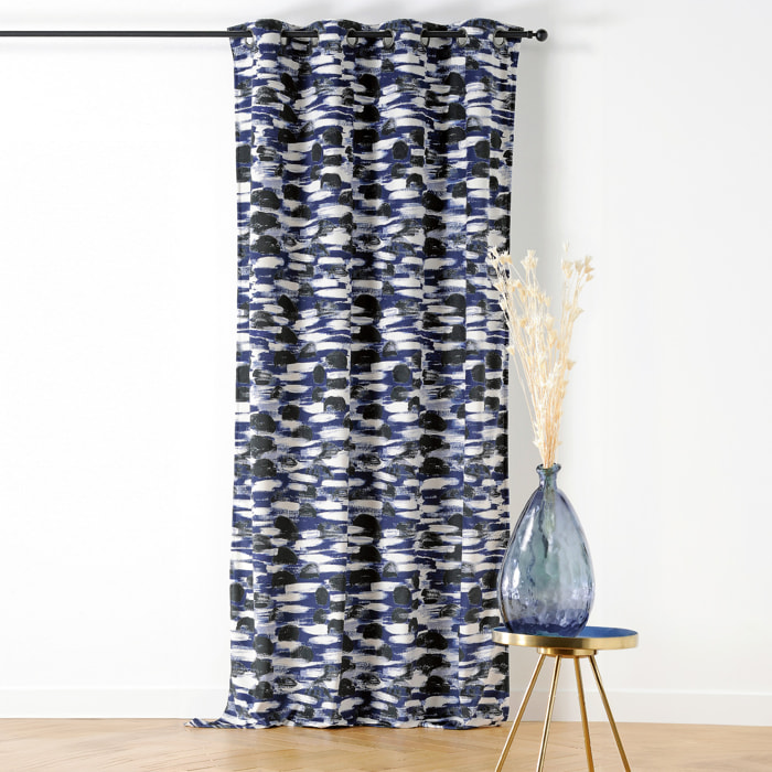 Rideau à Oeillets Paysage Abstrait - Bleu Roi