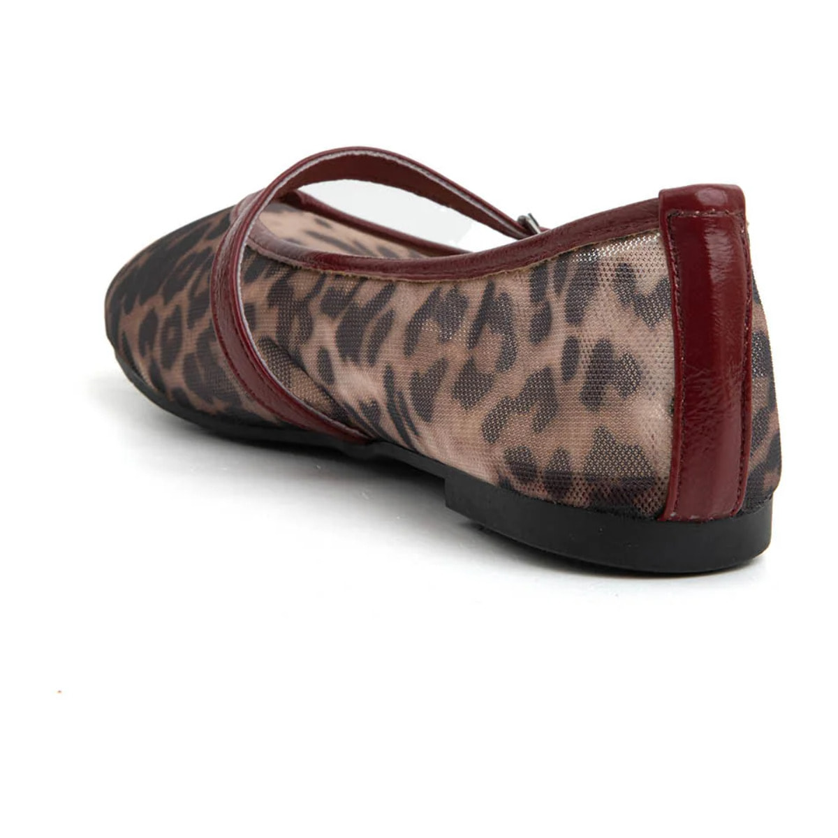 Ballerina leopard mesh con cinturino - VINO