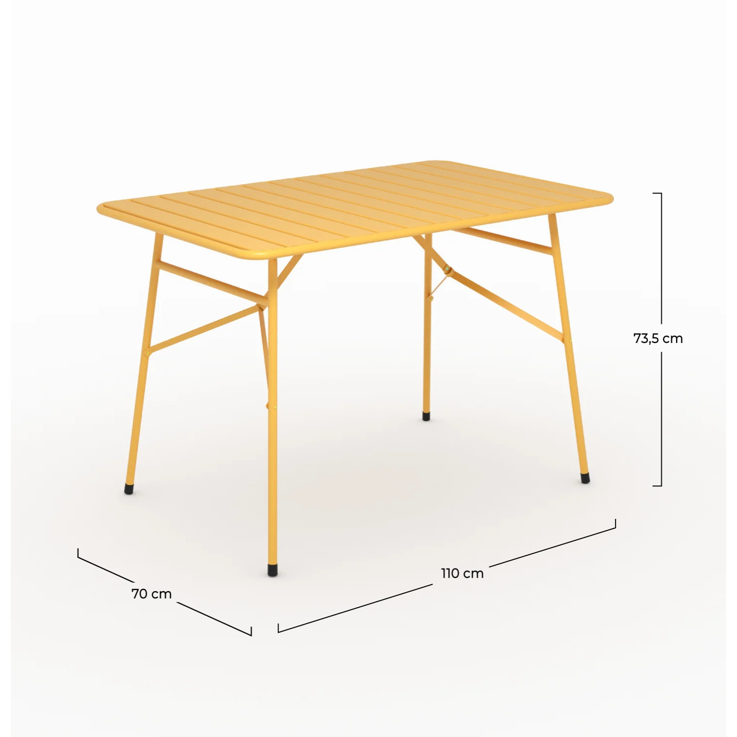 Table de jardin en métal jaune beurre 4 personnes - Yumi