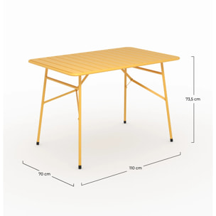 Table de jardin en métal jaune beurre 4 personnes - Yumi