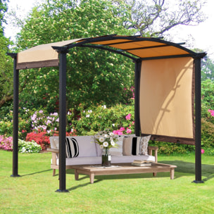 Pérgola 3x2,5m Cenador con Techo Retráctil Jardín Patio Terraza Poliéster Beige