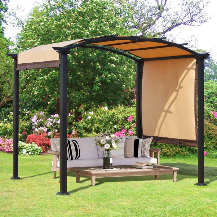 Pérgola 3x2,5m Cenador con Techo Retráctil Jardín Patio Terraza Poliéster Beige