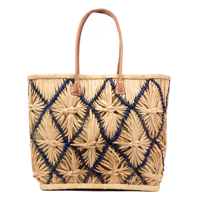 Vigonovo bolso shopper mujer. Fabricado en rafia y paja, con asas de cuero.