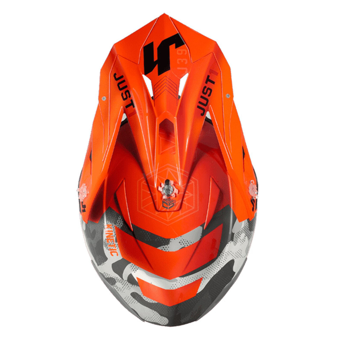 CASCO OFFROAD  J39 KINETIC CAMO GREY RED FLUO ORANGE JUST1