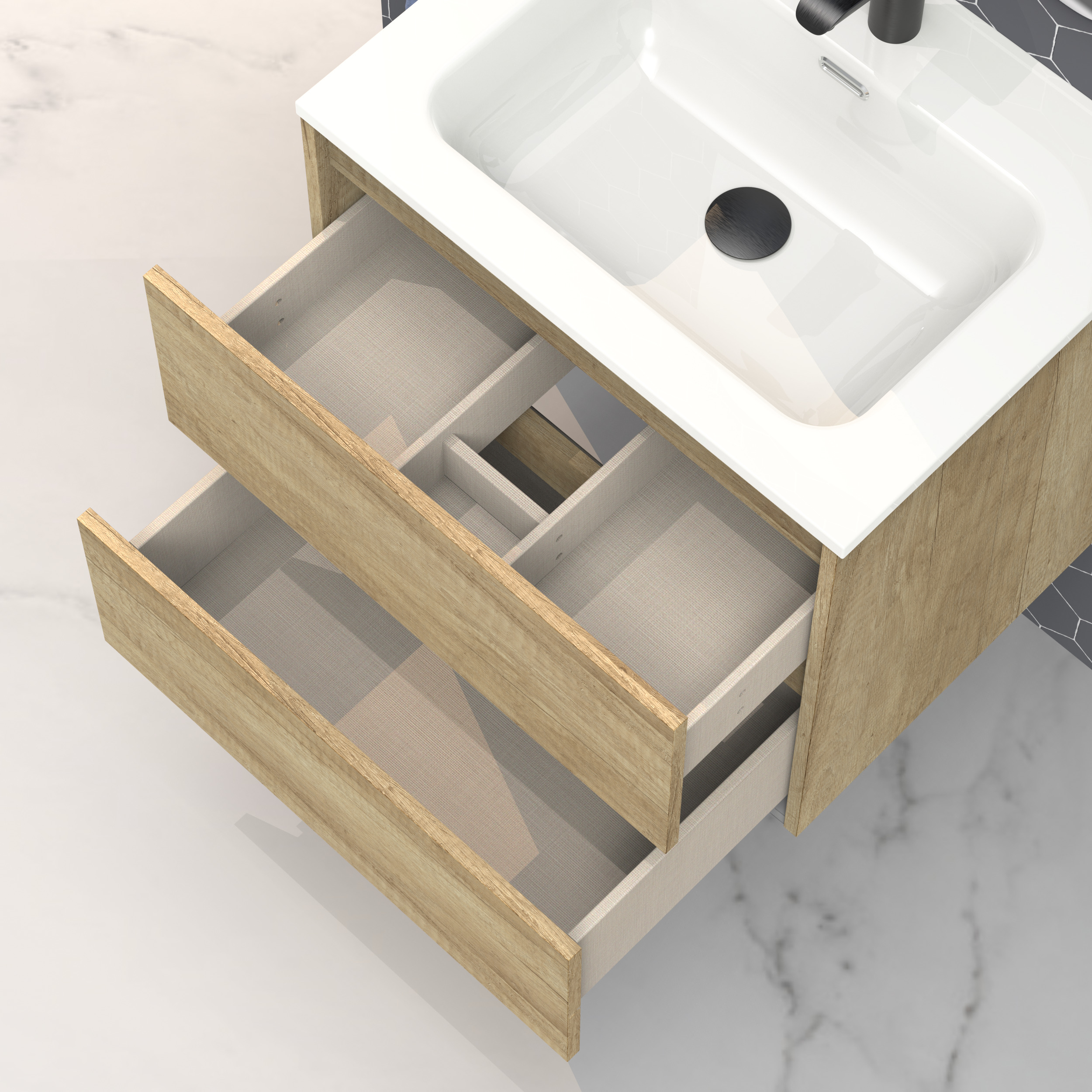 Conjunto de baño IRONA 2C, 60cm, incluye lavabo y espejo