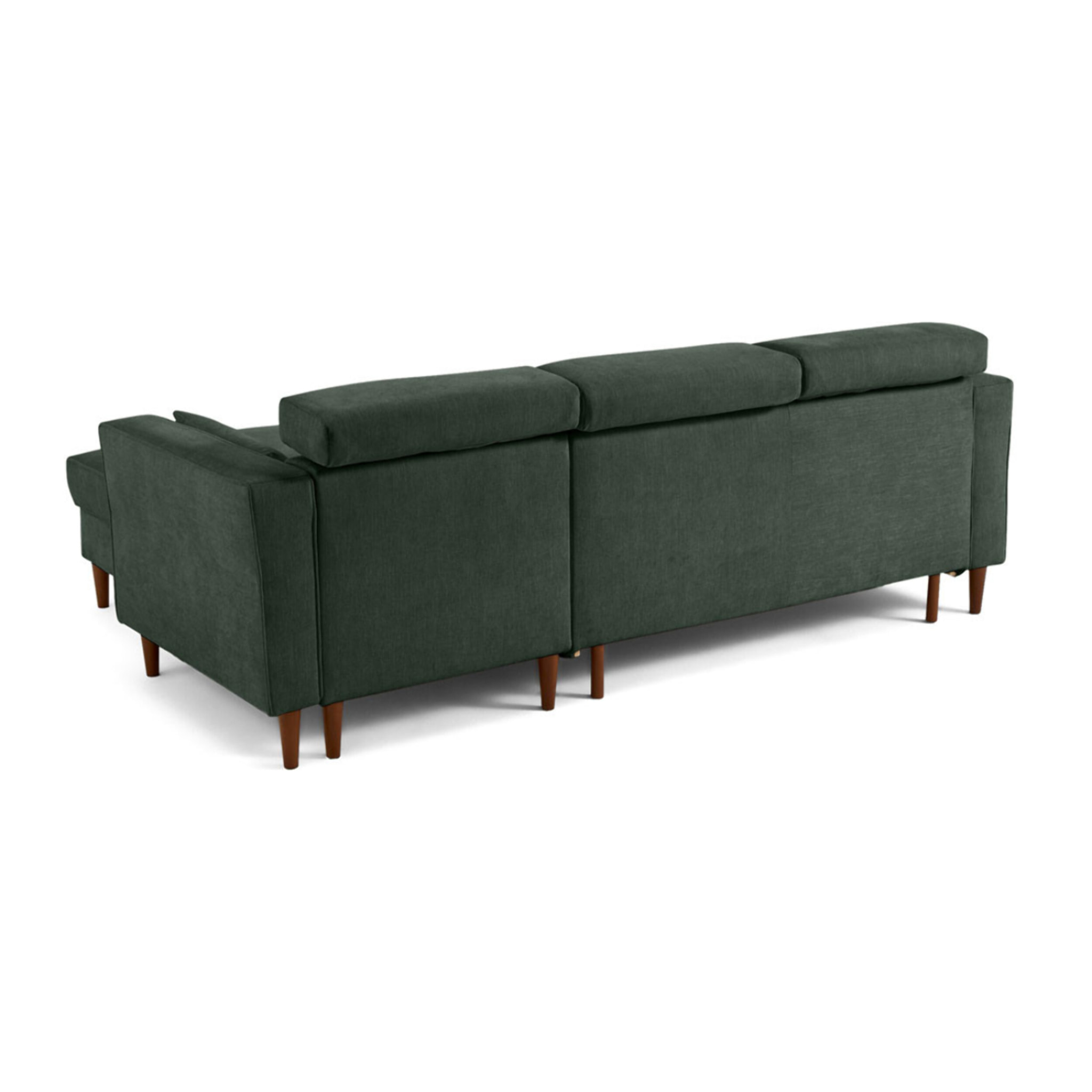 Alicante - canapé d'angle réversible convertible avec têtières - coffre - 4 places - en tissu texturé - Vert