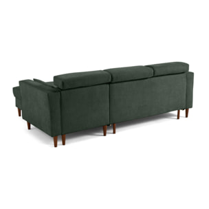 Alicante - canapé d'angle réversible convertible avec têtières - coffre - 4 places - en tissu texturé - Vert