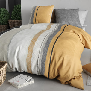 Parure housse de couette imprimée 240x260cm + 2 Taies 100% coton 57fils OGIS