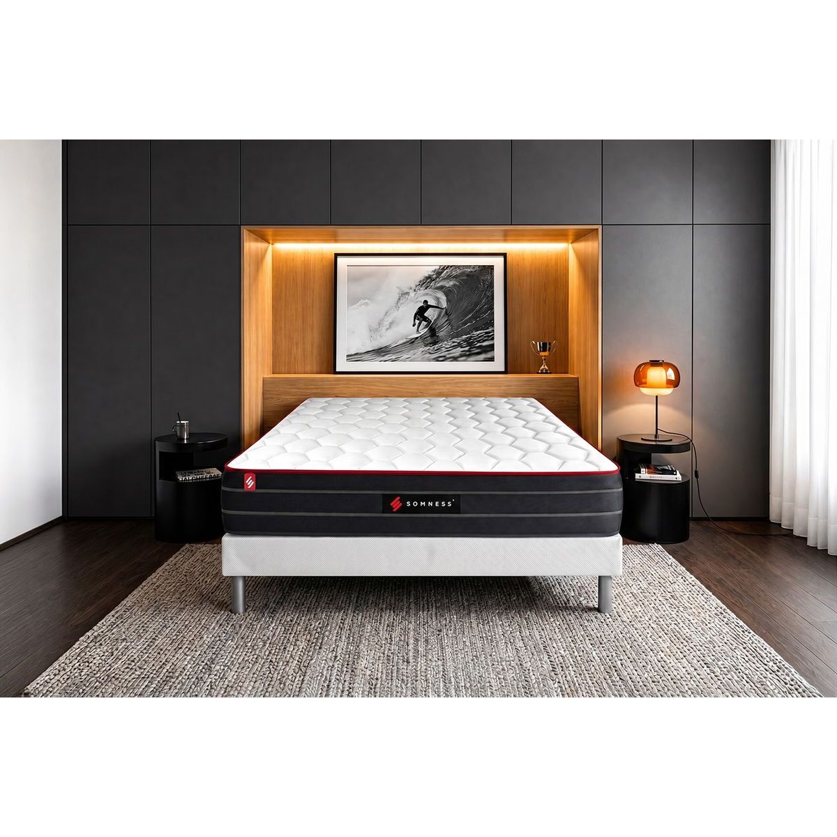 Matelas Hybride - Confort équilibré et accueil enveloppant - 26 d'épaisseur, 7 zones de confort - Soutien point par point - 2 places