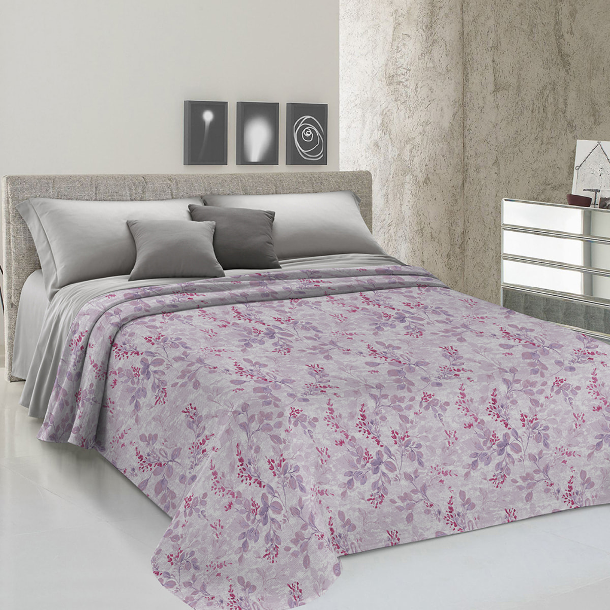 Copriletto di cotone Vittoria rosa 100% cotone