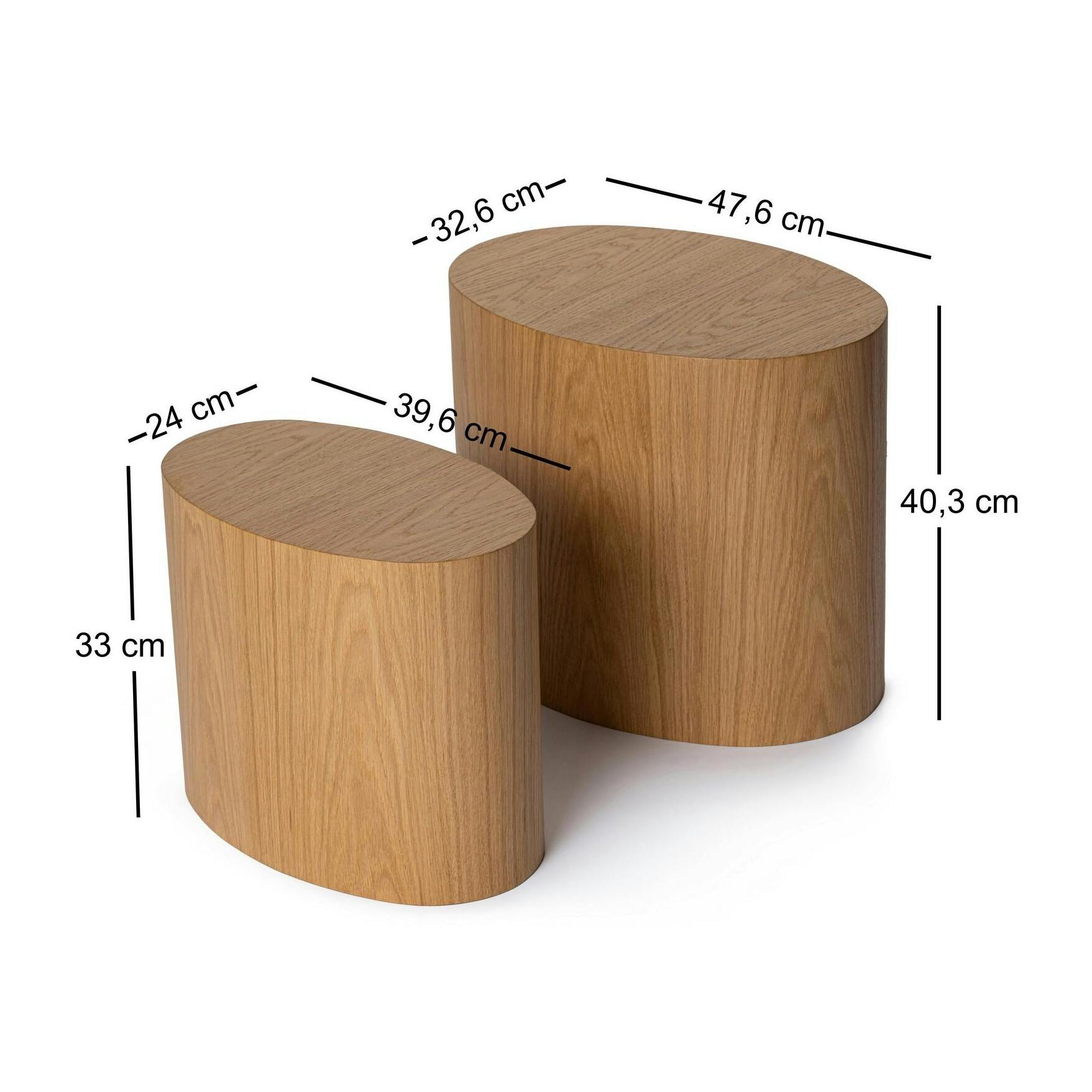 Bout de canapé design effet bois - forme ovale (2 pièces) MARFA