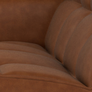 Alya - canapé modulable d'angle réversible 4 places en simili - Cognac