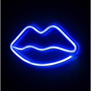 Ciondolo neon blu design Lips.