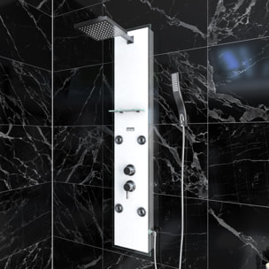 Colonnne de douche a hydromassage - 22x125cm - en verre trempe + buses hydromassantes- EPSILON WHITE