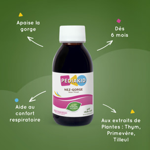 PEDIAKID - Sirop Nez-Gorge - Complément Alimentaire Naturel - Formule Exclusive au Sirop d'Agave - Confort Respiratoires - Arôme Naturel Miel-Citron - Lot de 3 sirops de 125ml