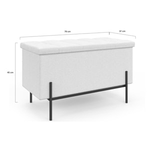 Banc coffre Loan en bouclette blanche et pieds noirs 76cm