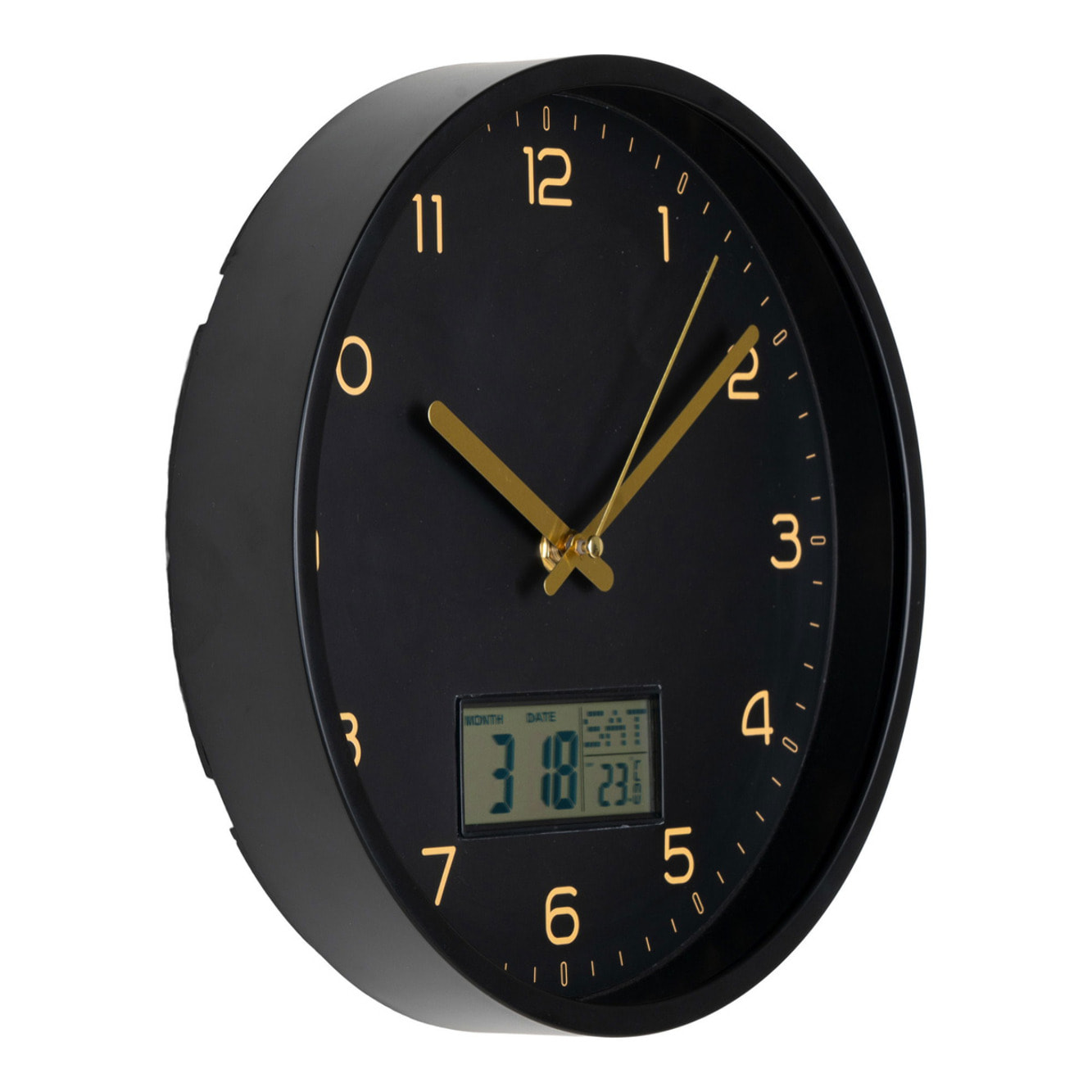 Orologio da parete Amiens nero con display digitale ø25 cm