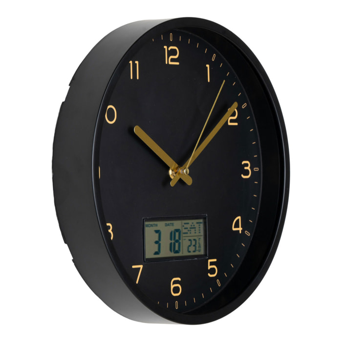 Orologio da parete Amiens nero con display digitale ø25 cm