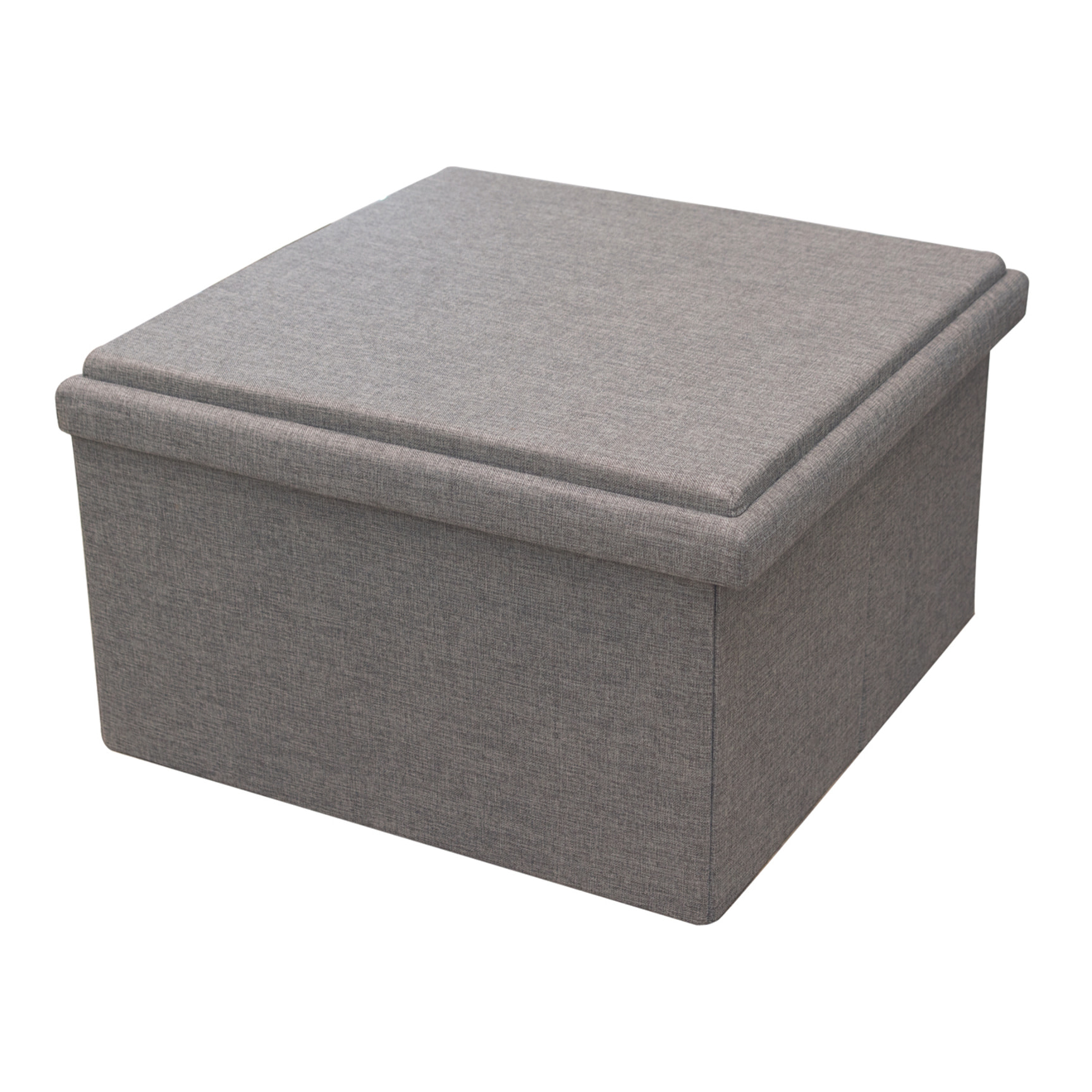 Coffre Pouf Pliable Table Tissu Gris 76x76cm