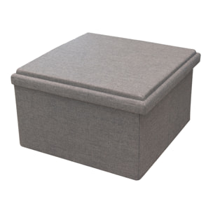 Coffre Pouf Pliable Table Tissu Gris 76x76cm