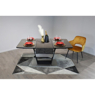 Table de repas extensible 160/210 cm céramique gris piétement métal - VALENCIA