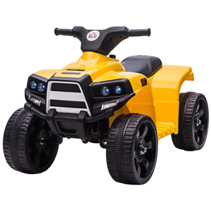 Quad Eléctrico para Niños 18-36 Meses Cuatrimoto Infantil a Batería 6V con Faros Bocina Velocidad 0-3 km/h Avance y Retroceso 65x40x43 cm Amarillo