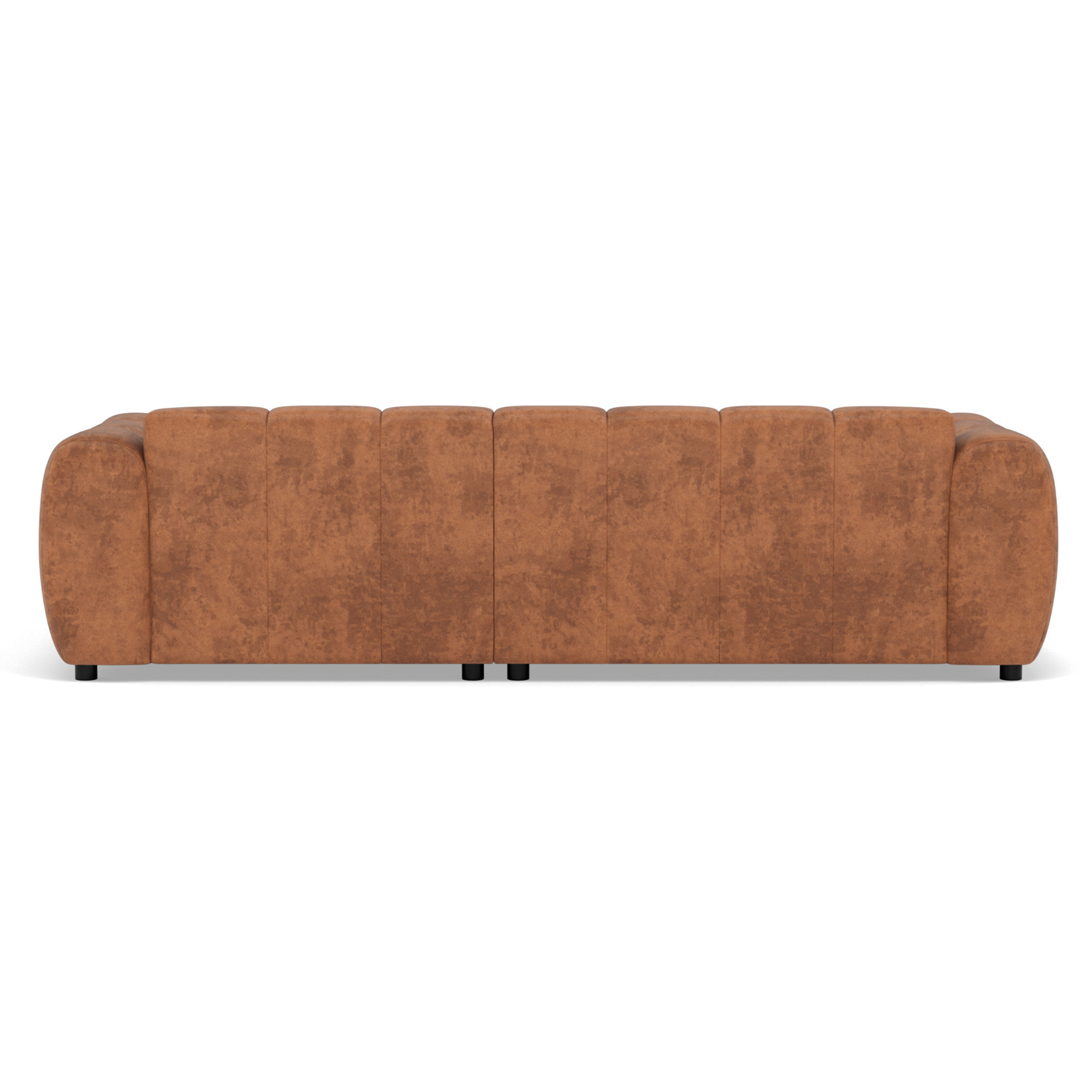 Curtis - canapé d'angle droit 4 places en simili - Cognac