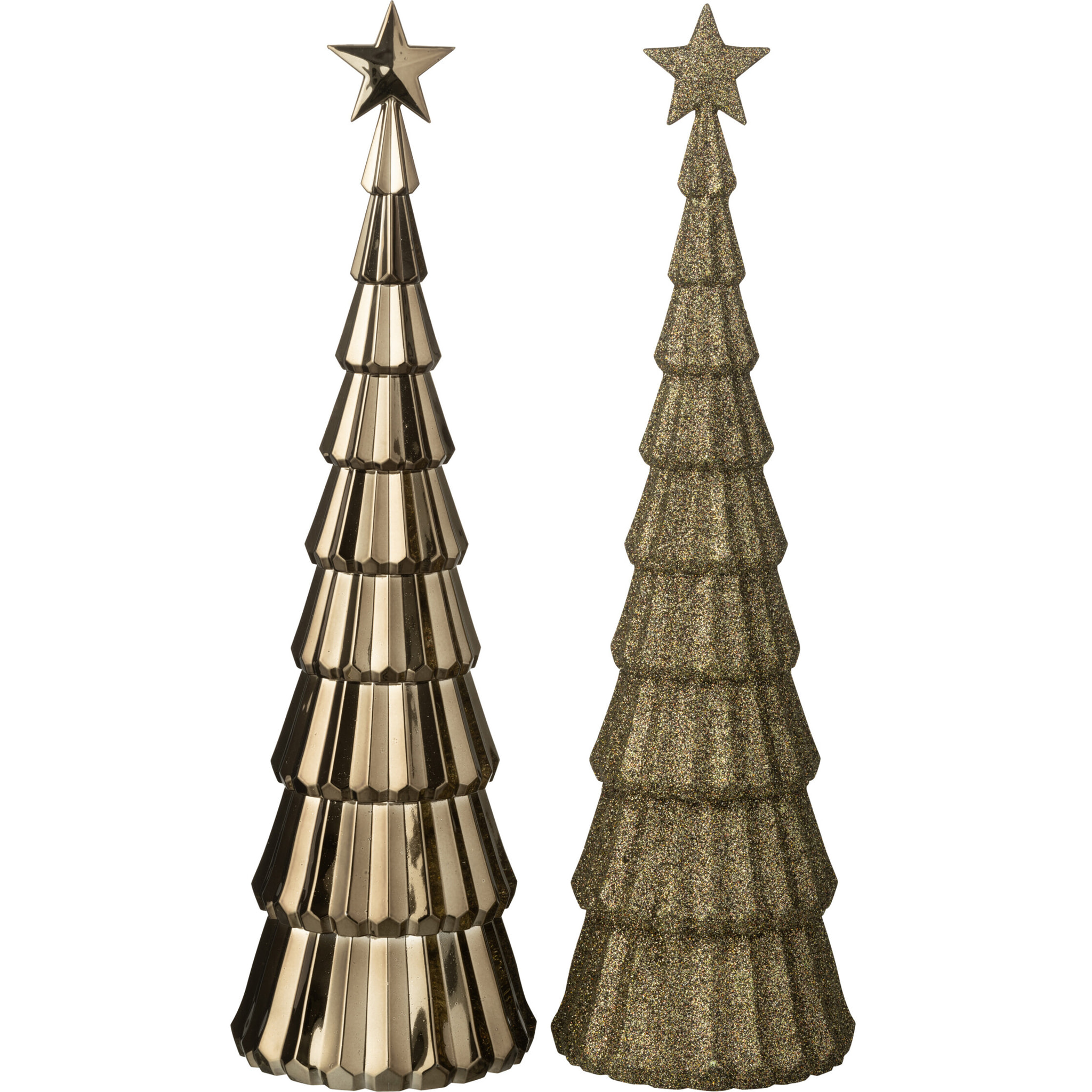 J-Line décoration Sapin de Noël + Étoile - plastique - beige - 2 pièces