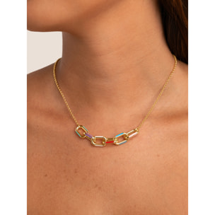 Collar Link Rainbow Enamel Baño Oro