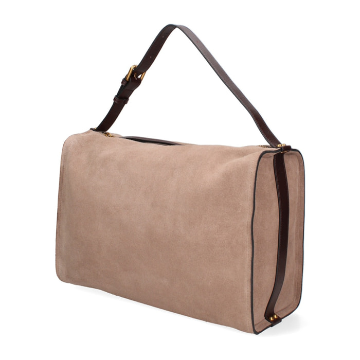 Borsa a spalla da donna Made in Italy - Modello Cielia Pro - Pelle scamosciata - 35.0 x 23.0 x 14.0 cm