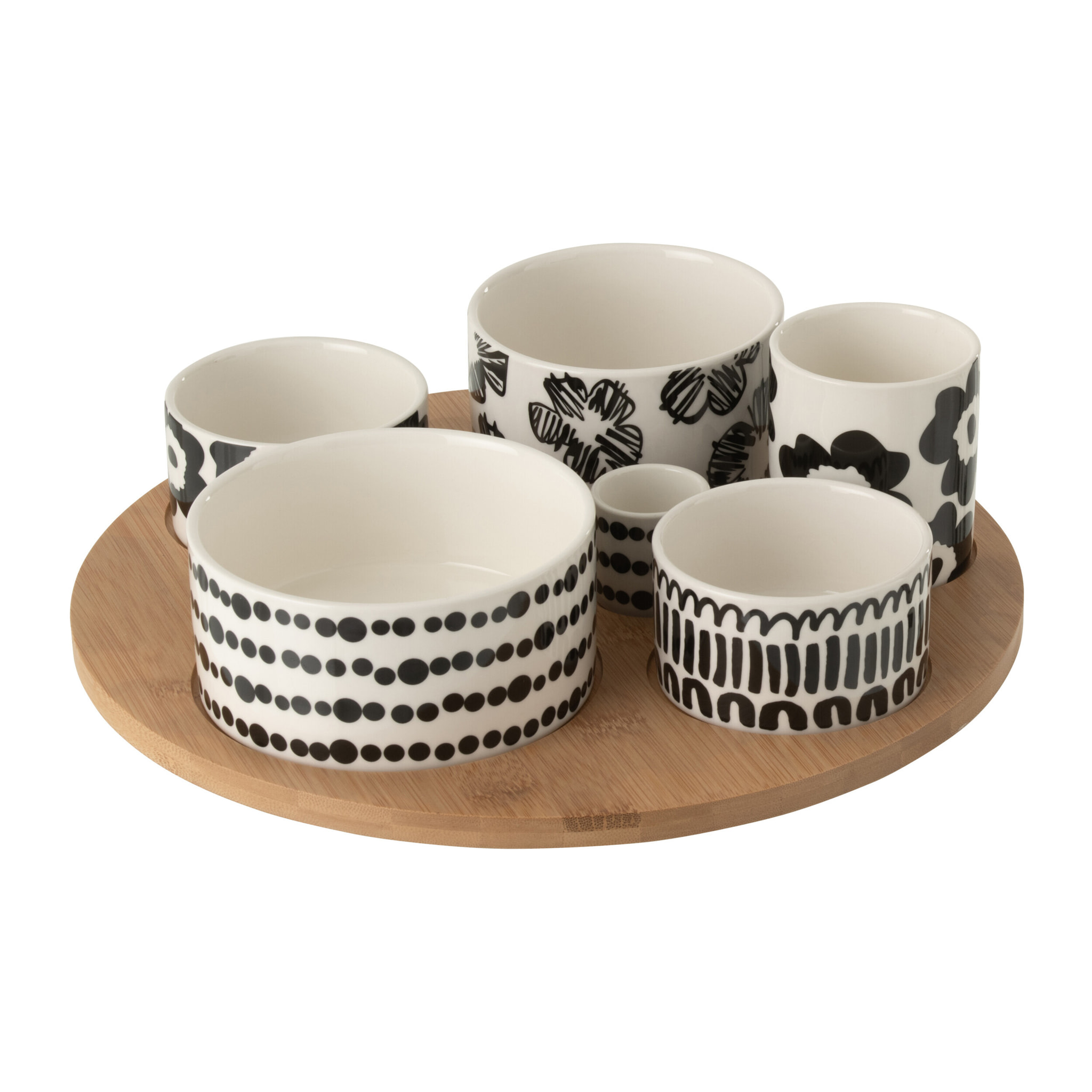 J-Line Plateau apéro - céramique - blanc/noir - large