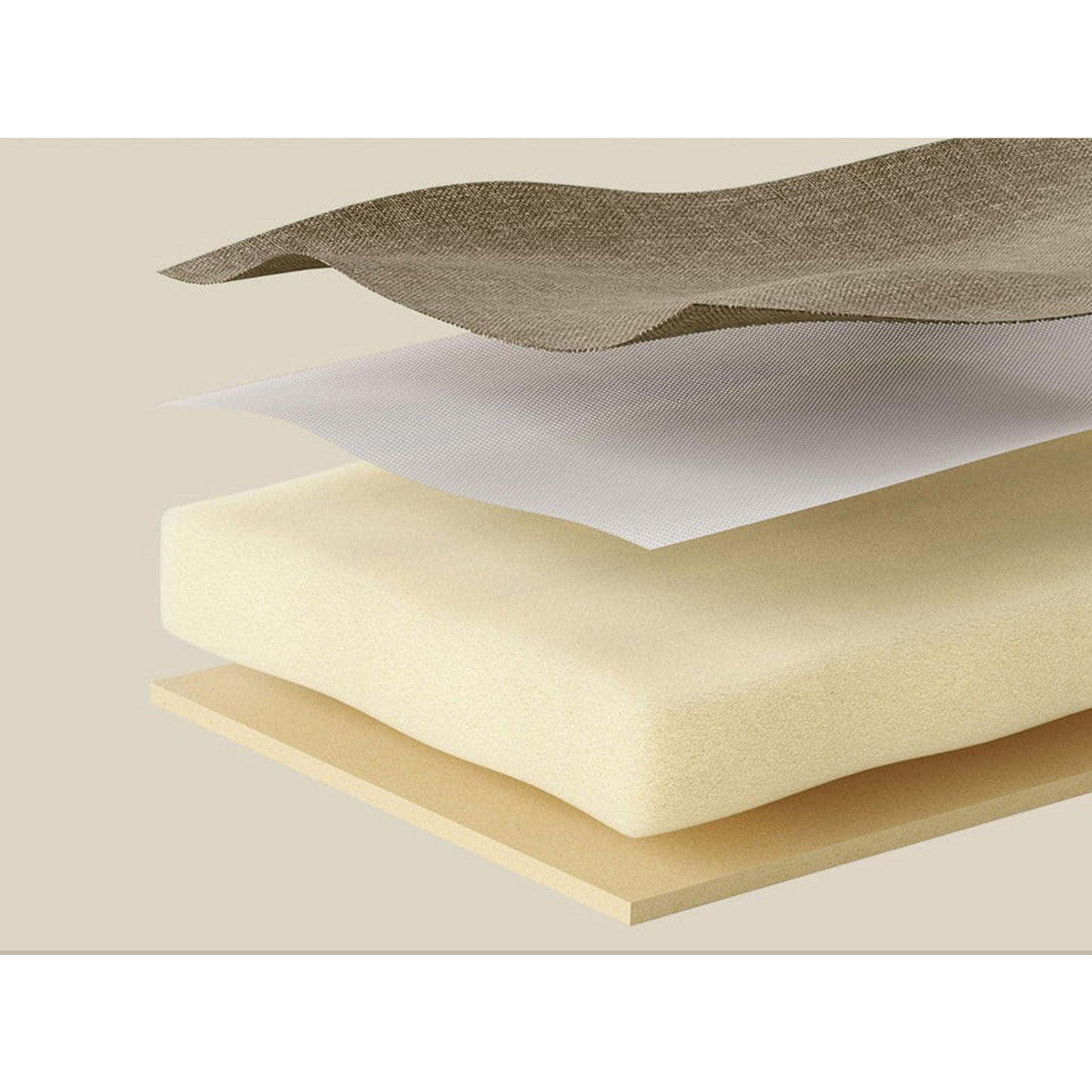 Pouf contenitore pieghevole color cammello effetto lino