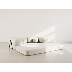 Nebula - Canapé 3 places convertible en velours texturé - Beige