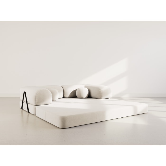 Nebula - Canapé 3 places convertible en velours texturé - Beige