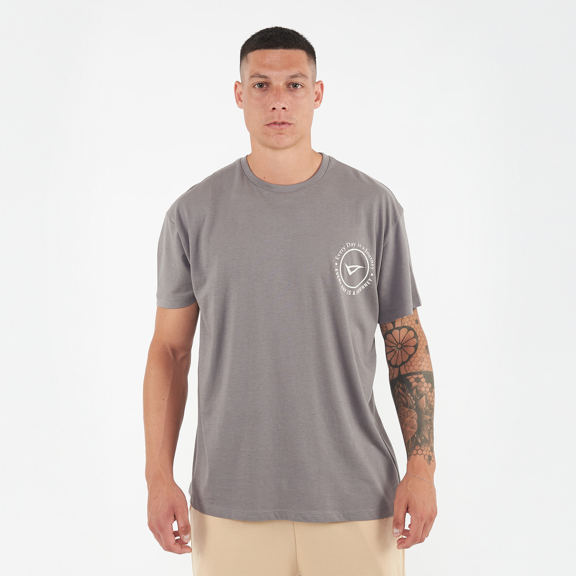 T-shirt in cotone da uomo TRAVELER grigio scuro