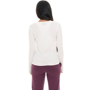 T-shirt donna a manica lunga con stampa Leone 1947 Never Without