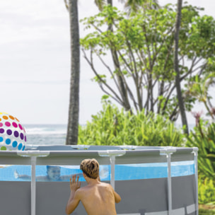 Intex Piscina Prisma Frame Clearview rotonda con Pompa Filtro, Scaletta e Teli, 488x122 cm