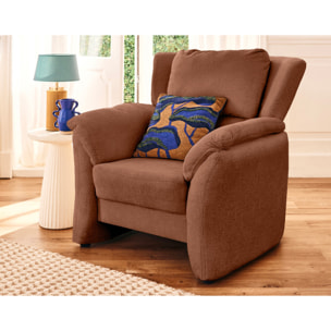 Bastille - fauteuil en tissu velours relief - Terracotta