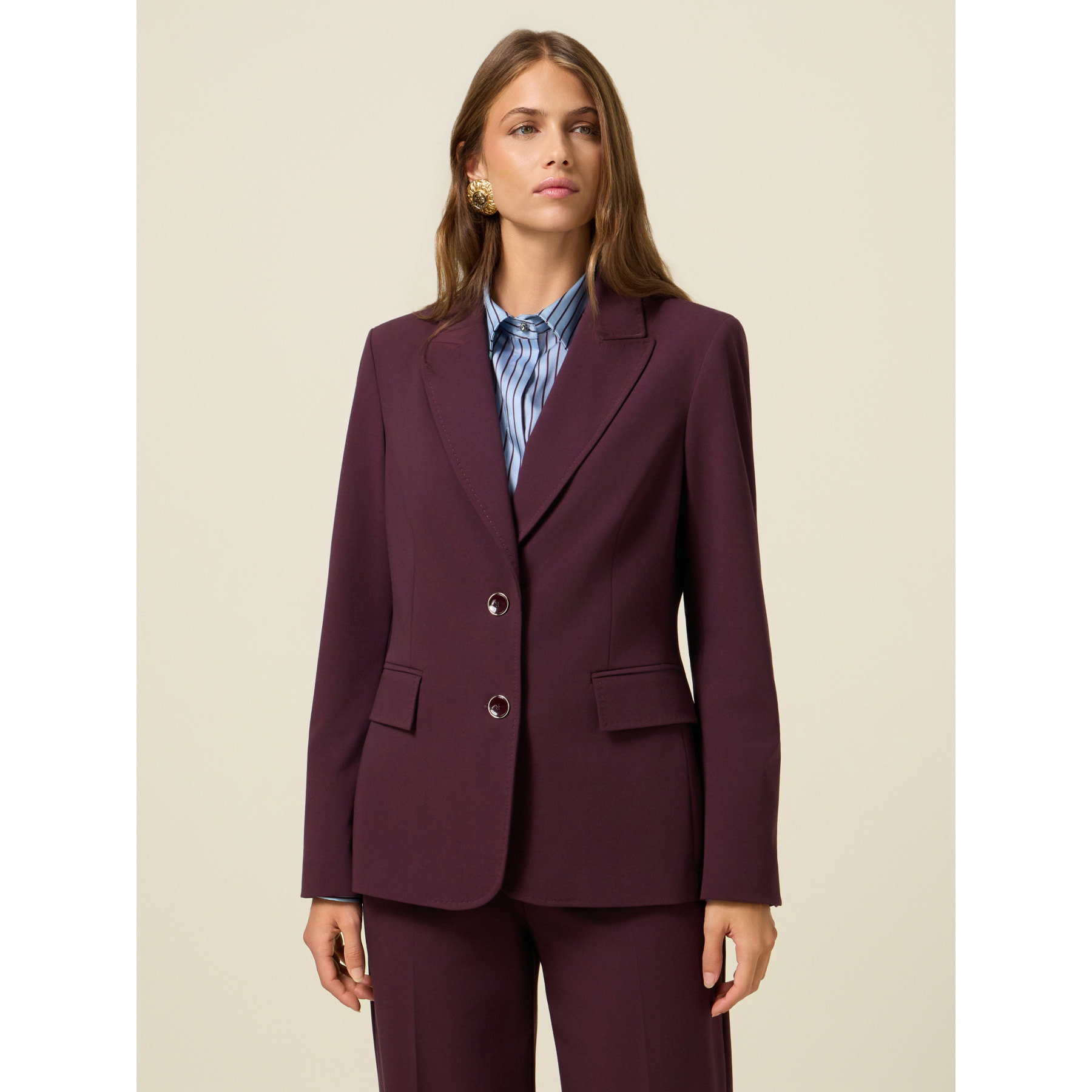 Oltre - Blazer de franela mezcla de viscosa - Burgundy