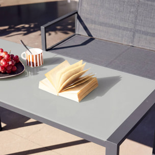 Table de jardin encastrable acier et textilène + 4 assises TAVENA