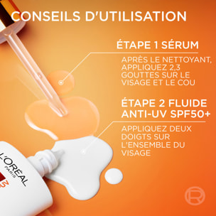 L’Oréal Paris Coffret deux produits Revitalift Clinical Sérum Teint Lumineux Vitamine C 30ml et Fluide Anti-UV FPS 50+ Vitamine