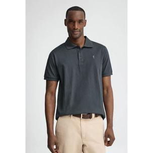 Polo grigio pietra regular fit in tessuto jersey con ricamo Rigby Go