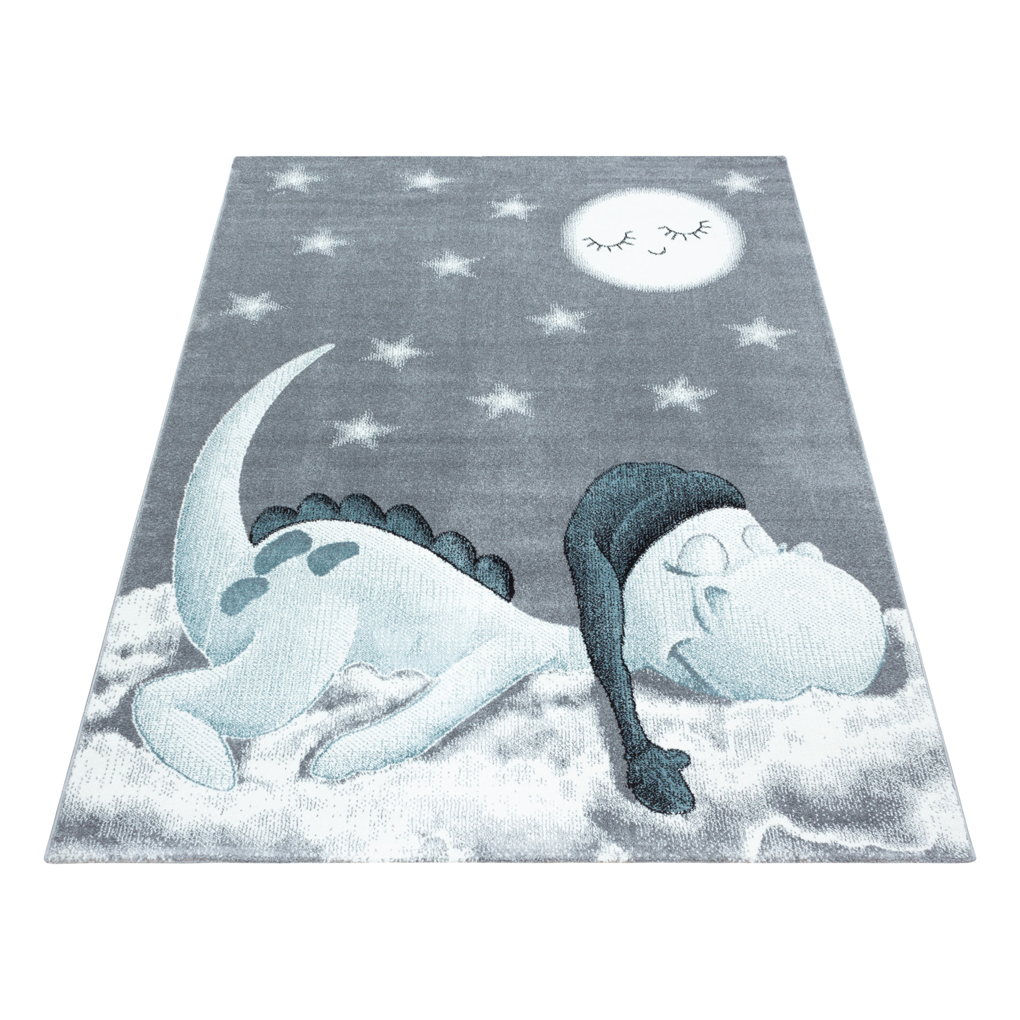 BAMBI - Tapis enfants à motif dinosaure bleu