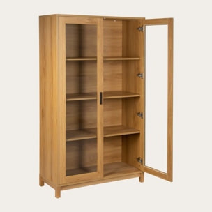 Vitrine Samira -plaque de bois naturel et panneau technique stratifié-couleur naturel 90 x 160 x 40 cm