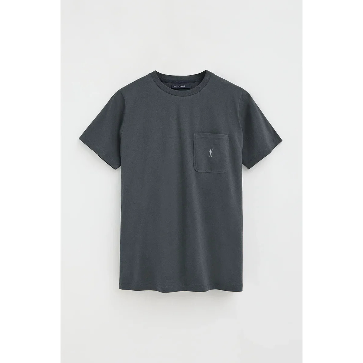 Camiseta gris piedra con bolsillo y logo Rigby Go