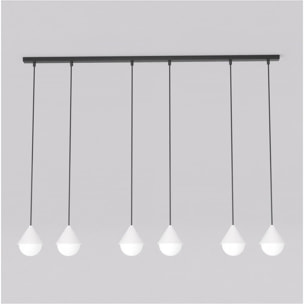 Lampada a sospensione GIRO in acciaio nero e vetro bianco