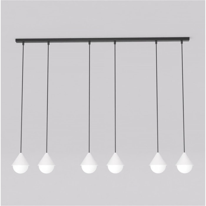 Lampada a sospensione GIRO in acciaio nero e vetro bianco